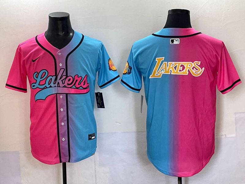 Men 2025 Los Angeles Lakers Blank Blue pink Nike Joint Name NBA Jersey style 10->los angeles lakers->NBA Jersey